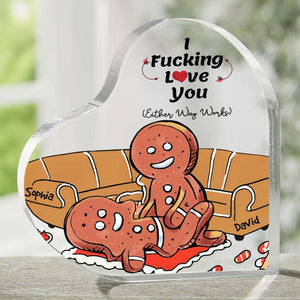 Personalized Gifts For Couple Heart Plaque Naughty Gingerbread 05TGDT121224-Homacus