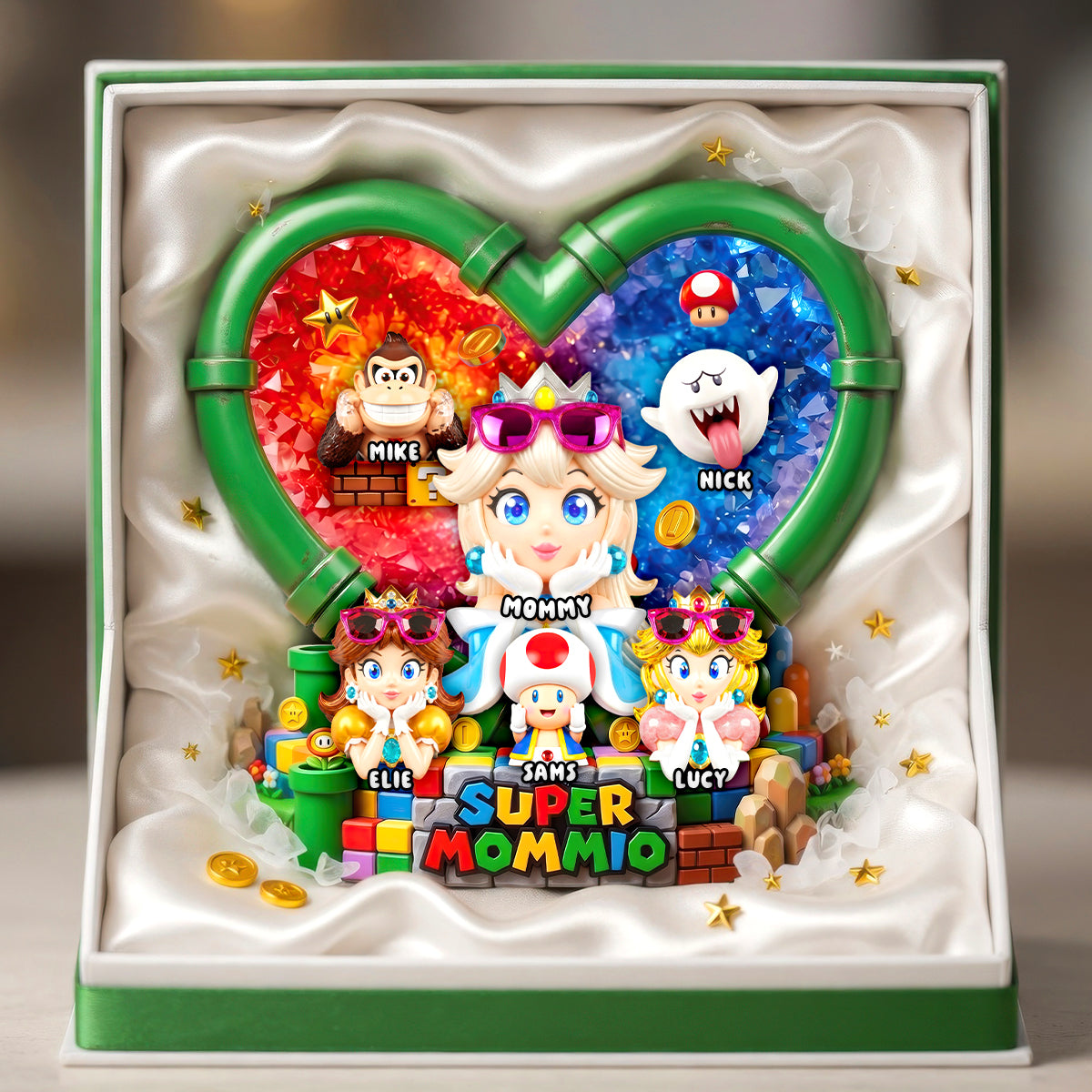 Heart Shape Retro Game Mom Acrylic Plaque - Personalized Gifts For Mother's Day Plaque 03HUDH170426-Homacus