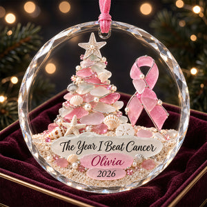Breast Cancer Fighter Crystal Christmas Ornament, Personalized Gifts For Her 04qhdt250926