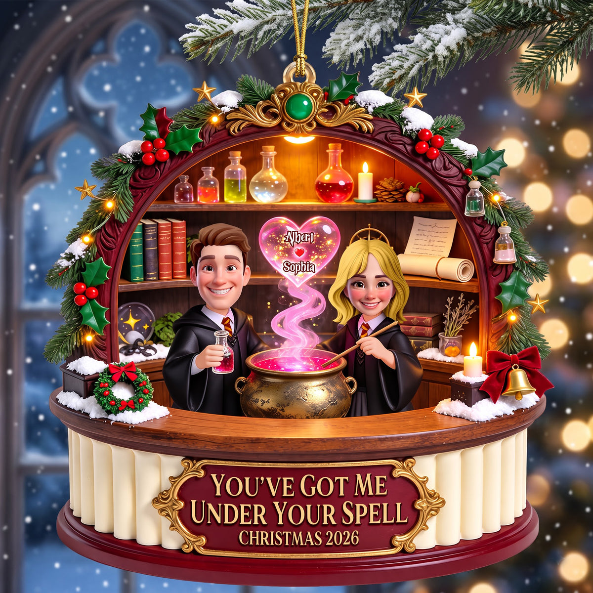 Love Under A Spell Ornament - Personalized Christmas Gifts For Couple 02toqn140926-Homacus