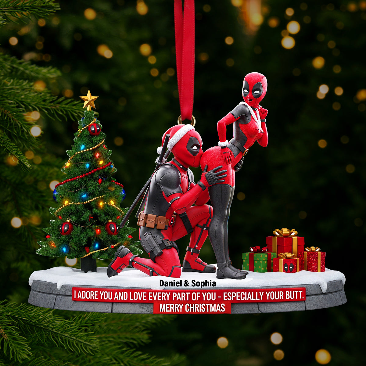 Funny Red Masked Couple Ornament - Personalized Gifts For Couple 03ohlu150925-Homacus