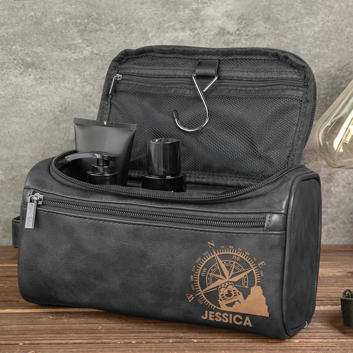 Personalized Gifts For Off-road Lover Leather Toiletry Bag 01hupu120325-Homacus