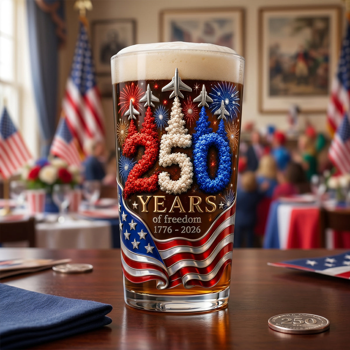 Independence Anniversary Tumbler Glass - Personalized Patriotic Gifts 04TOTN270526