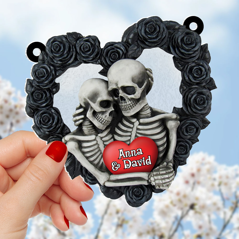 Personalized Gifts For Skeleton Couple Suncatcher Ornament, Skeleton Couple Hugging 02NATN090824-Homacus