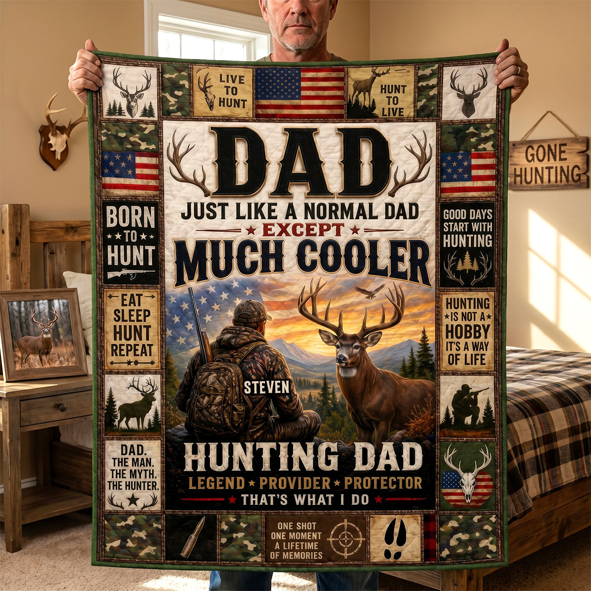 Born To Hunt Blanket - Personalized Gifts For Dad 03TYDH290426-Homacus