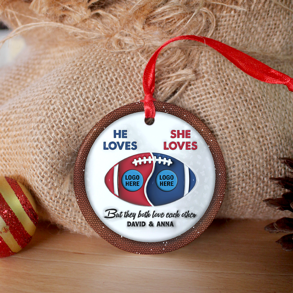 American Football Couple Ceramic Ornament With Custom Team Logo - House Divided 02hupu250924-Homacus