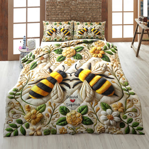 Personalized Gifts For Bee Lovers Quilt Bedding Set Special Line 03kaqn100125 Bee Couple Gifts-Homacus