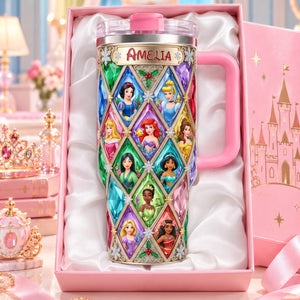 Lovely Fairy Tale Princesses Colorful 40oz Tumbler With Handle - Personalized Christmas Gifts 04palu241026-Homacus