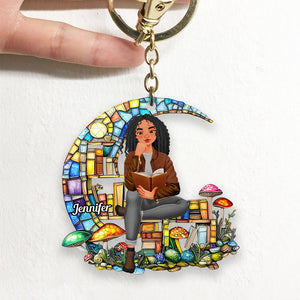 Personalized Gifts For Book Lover Keychain Girl Reading Book 01XQDT030125PA-Homacus