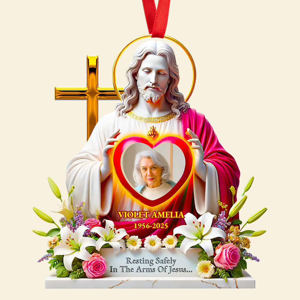 Memorial Jesus Ornament Custom Photo Gifts For Heaven 01HUDT090925-Homacus