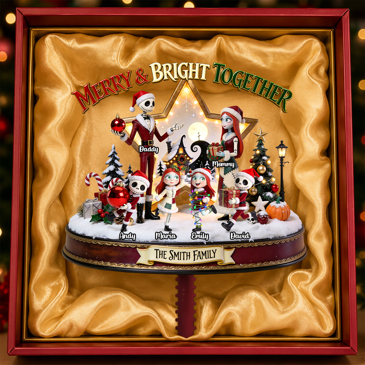 Merry & Bright Together Christmas Tree Topper Personalized Gifts For Family 01TODH180826