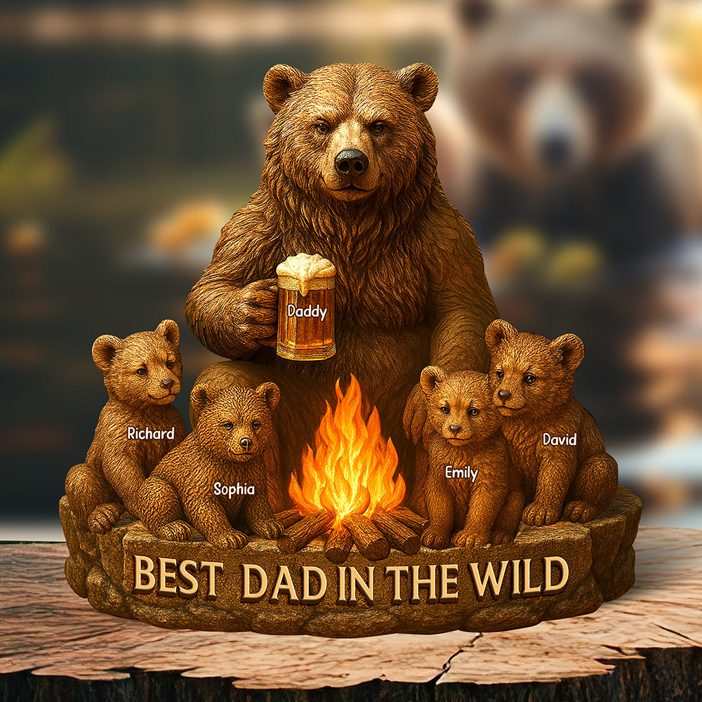 Personalized Gifts For Dad Bear Plaque Best Dad In The Wild 02xqqn140425-Homacus