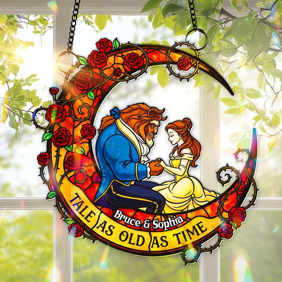 Fairytale Couple Suncatcher Ornament - Personalized Gifts For Couple 01HULU080825-Homacus