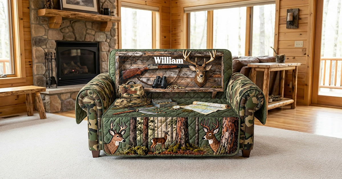 Deer Hunting Quilted Sofa Cover - Personalized Gifts For Hunters 01kimg290126-Homacus