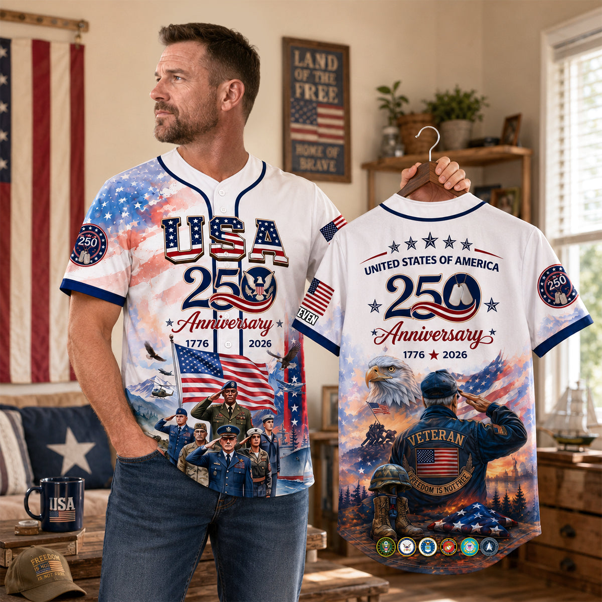 American 250 Anniversary Veteran Baseball Jersey - Personalized Gifts 01qhdh250626-Homacus