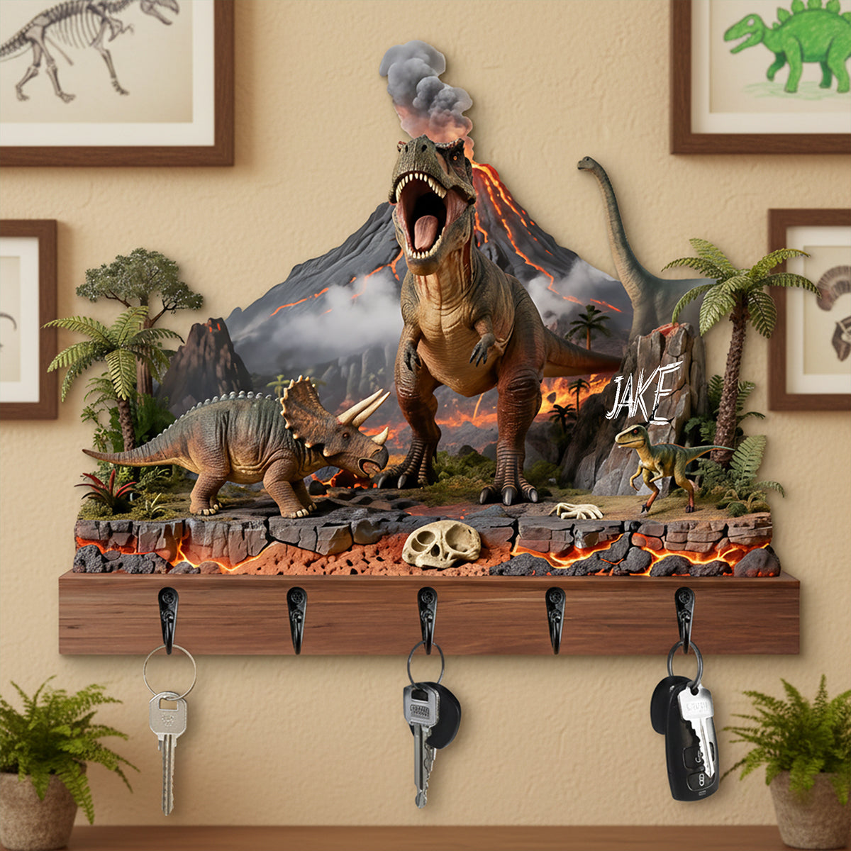 Dinosaur Acrylic Key Hanger - Personalized Gifts For Dinosaur Lovers 04hyta150126