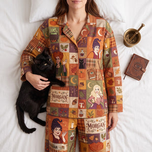 Personalized Patchwork Button Up Pajama Set – Halloween Gifts For Witch Lovers 01patn310726