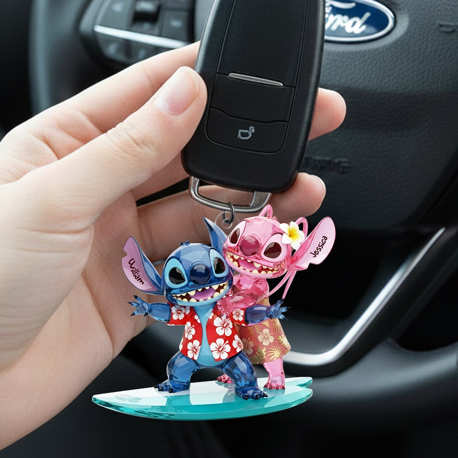 Seaside Adventure Duo Acrylic Keychain - Personalized Gift For Couples 01TOLU011225-Homacus