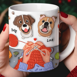 Personalized Gifts For Knitting Dog Lady Coffee Mug, Cute Inflated Effect 02qhpu060924-Homacus