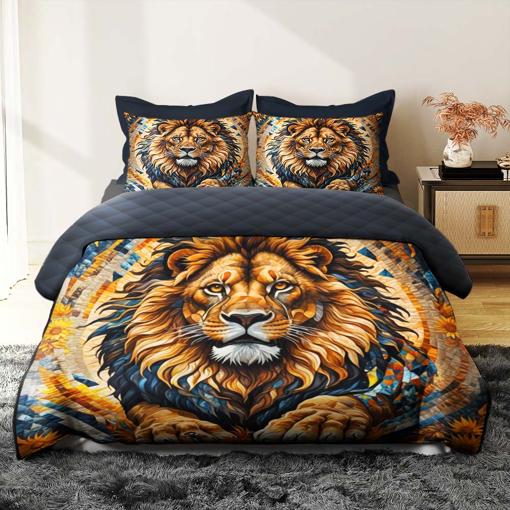 Custom Lion Quilt Bed Set 02hutn170125-Homacus