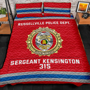 Police Quilt Bedding Set Special Line With Department Logo - Custom Police Station Patches With Name, Number Tag Gifts For Police Officer & Law Enforcement 05qhqn080125-Homacus