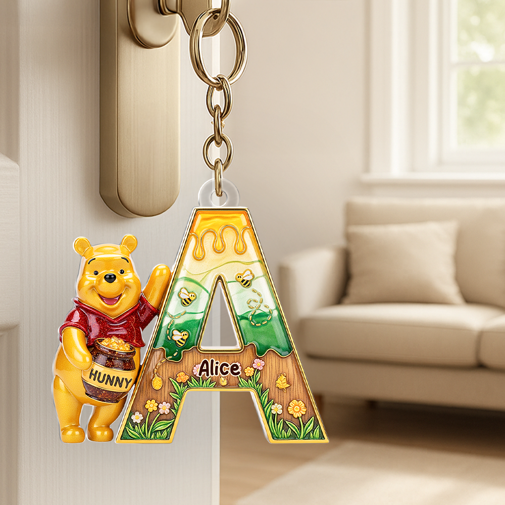 Festive Letter Keychain With Honey Jar – Custom Gift For Cartoon Fans 01napu190625-Homacus