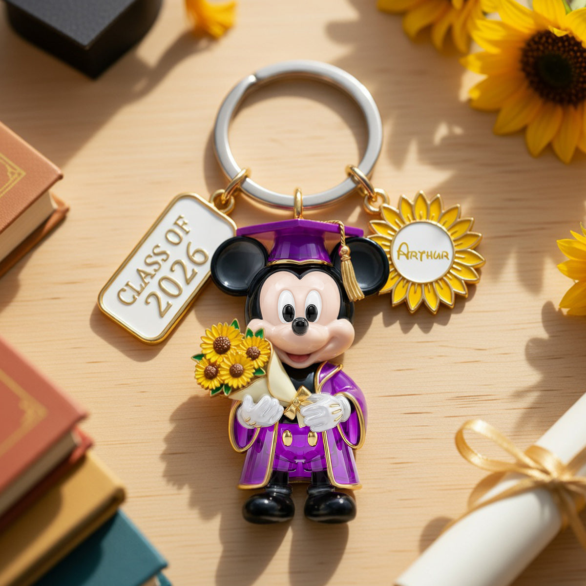 Sunflower Graduate Tag Keychain Personalized Graduation Gifts 02PADH070426-Homacus