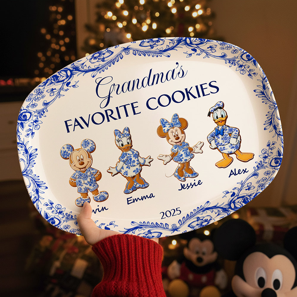 Grandma's Cookies - Personalized Christmas Gifts - Toile De Jouy Blue Floral Plate-Homacus