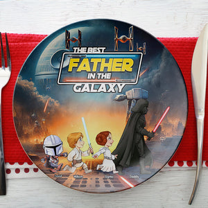 Galaxy Dad Ceramic Round Plate - Personalized Gift For Dad 051XQQN090425-Homacus