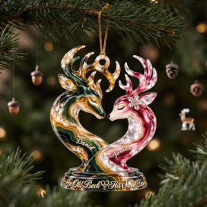 Old Buck And his Sweet Doe Marble Effect Ornament, Personalized Gifts For Couple 06QHLU141026-Homacus