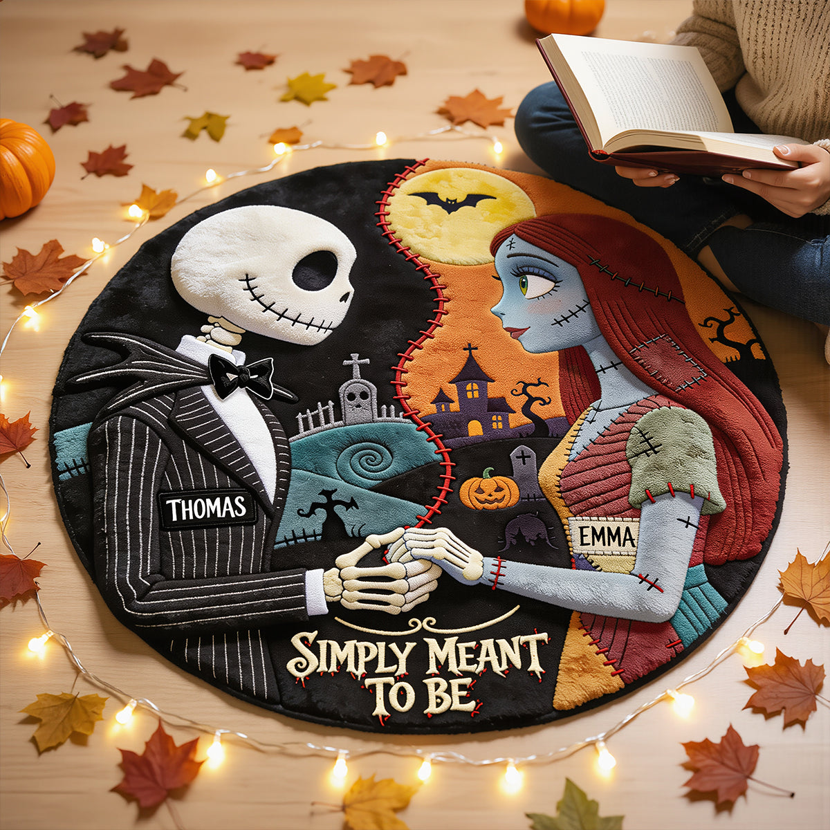 Spooky Couple Round Mat - Personalized Halloween Gifts For Couples 08hadt050826