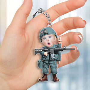 Custom Photo Gifts For Military Kid Keychain 01OHMH061224-Homacus