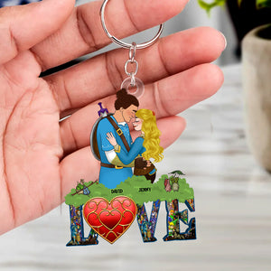 Personalized Gifts For Couple Keychain 03qhtn061224hg Couple Playing Game Together-Homacus