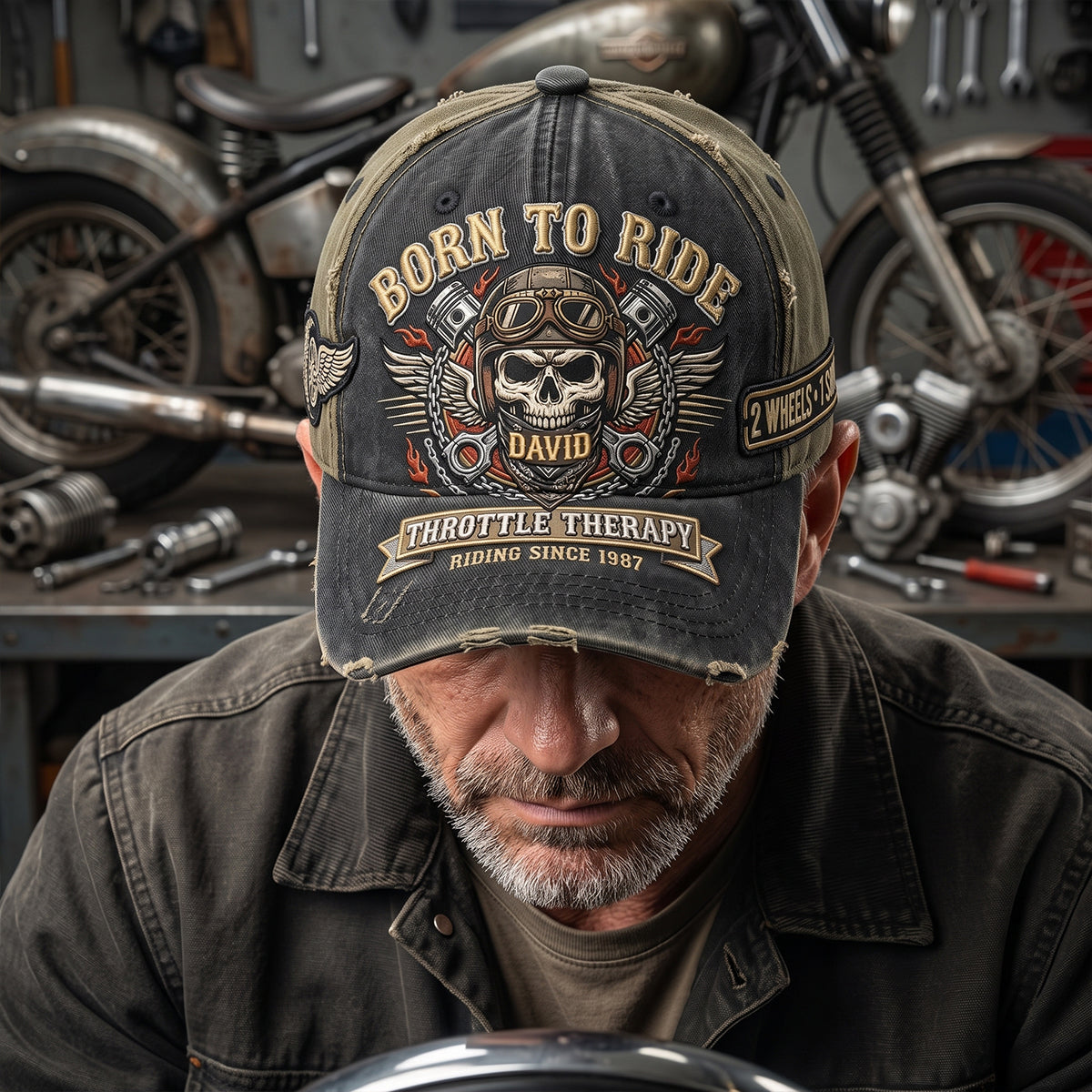 Vintage Rider Skull Classic Cap - Personalized Gifts 03hatn260626-Homacus