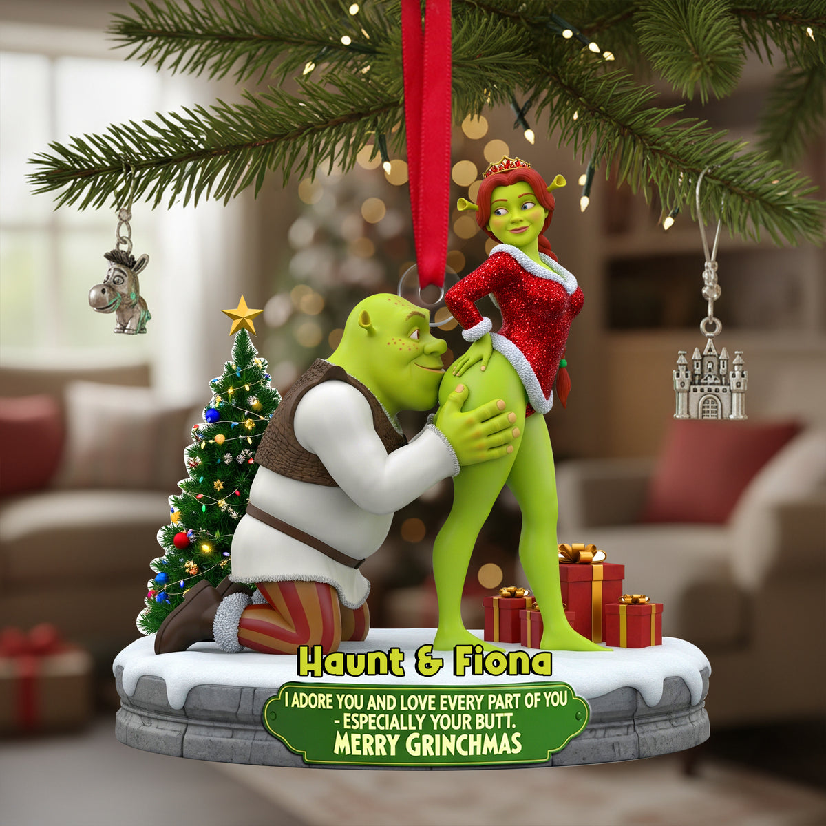 Cheeky Kisses Couple Ornament - Personalized Christmas Gifts For Couple 04OHLU120925-Homacus