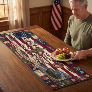 Military Table Runner - Personalized Gifts For Veteran Quilted Table Runner 04PAQN220826