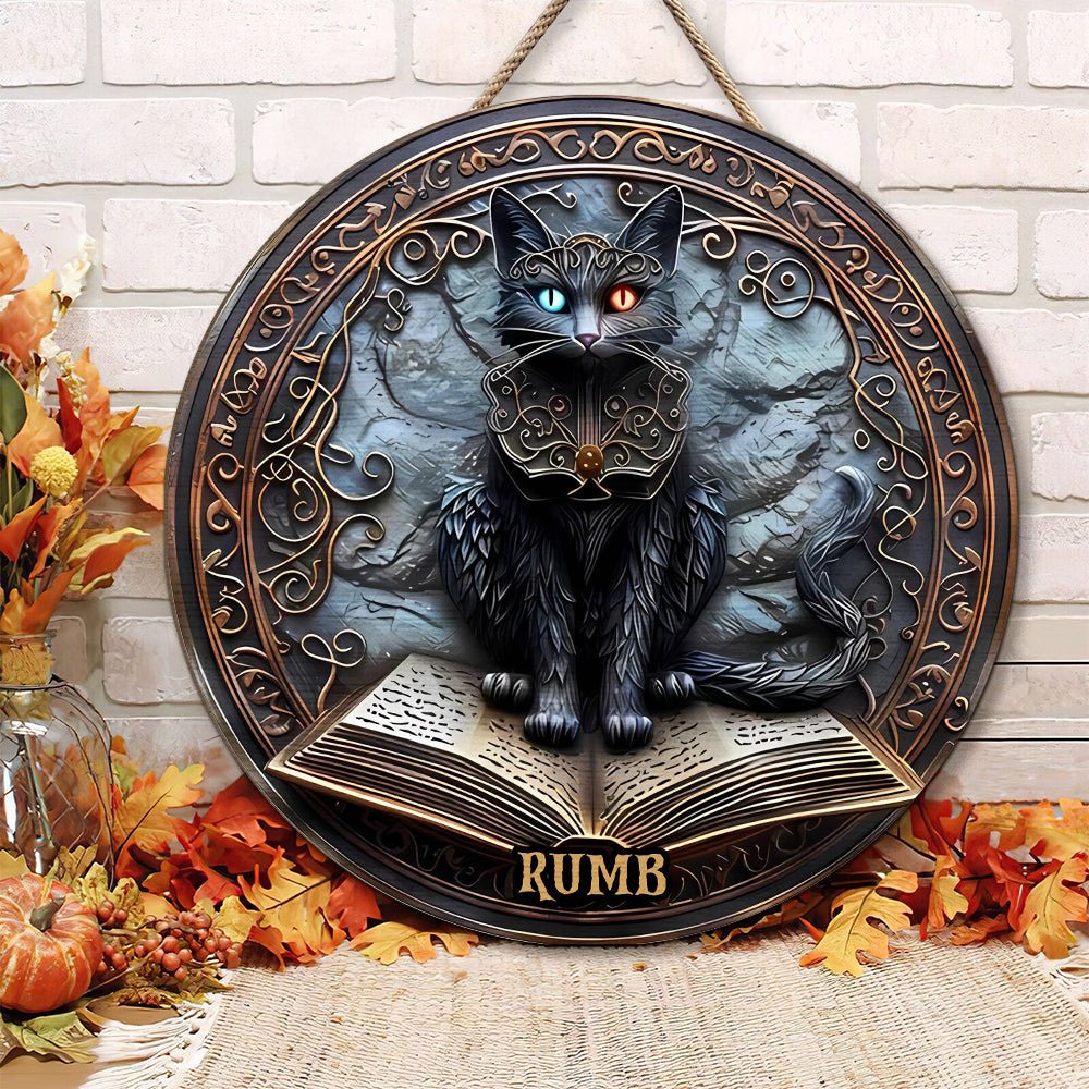 Personalized Black Cat Round Metal Sign 01hutn210824 Halloween Gifts-Homacus