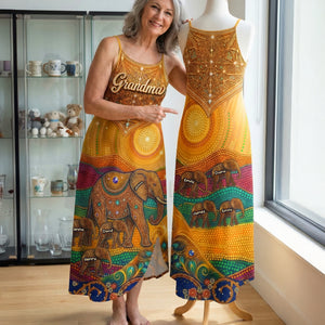 Elephant Mom Suspender Maxi Dress - Personalized Gifts For Mom and Grandma 02huqn190326-Homacus