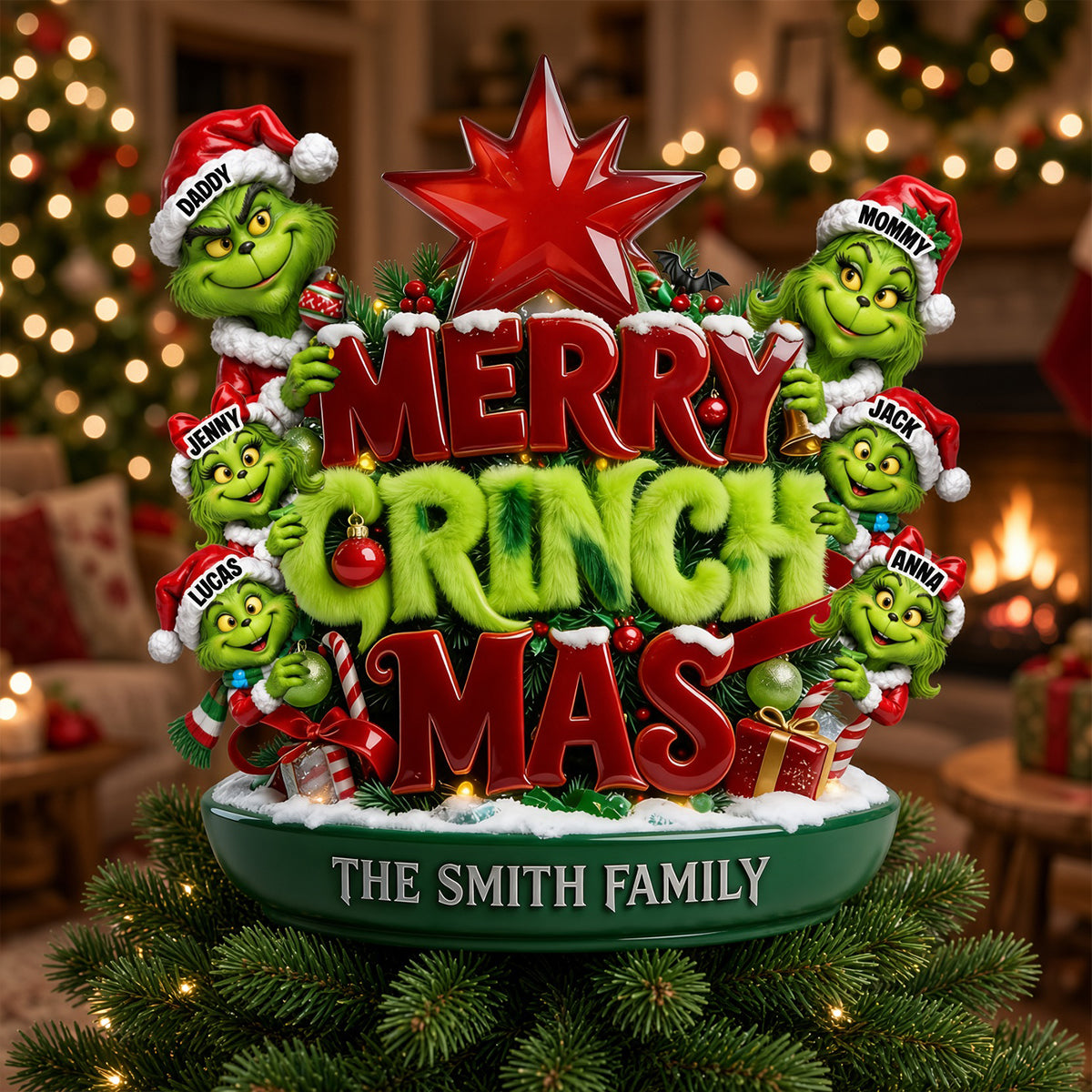 Grouchy Mischief Family Tree Topper - Personalized Christmas Gifts For Family 02totn120926-Homacus