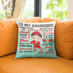 I'll Always Be Your No.1 Fan Personalized Square Pillow, Gift For Ice Hockey Lover, Gift For Son/Grandson-Homacus