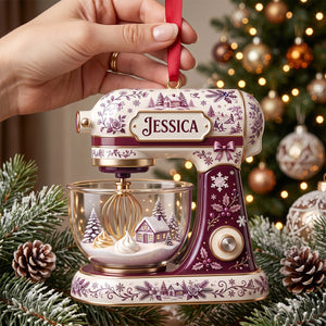Baking Mixer Christmas Toile de Jouy Acrylic Ornament - Personalized Gifts For Baker Christmas Ornament 01PGTN210826-Homacus