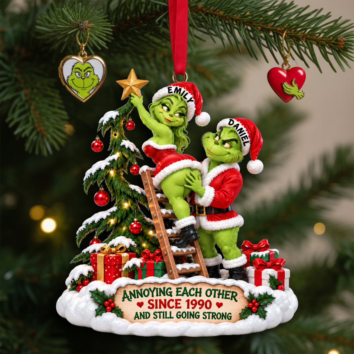 Furry Naughty Santa Couple Ornament - Personalized Christmas Gifts For Couples 10ohlu161026-Homacus