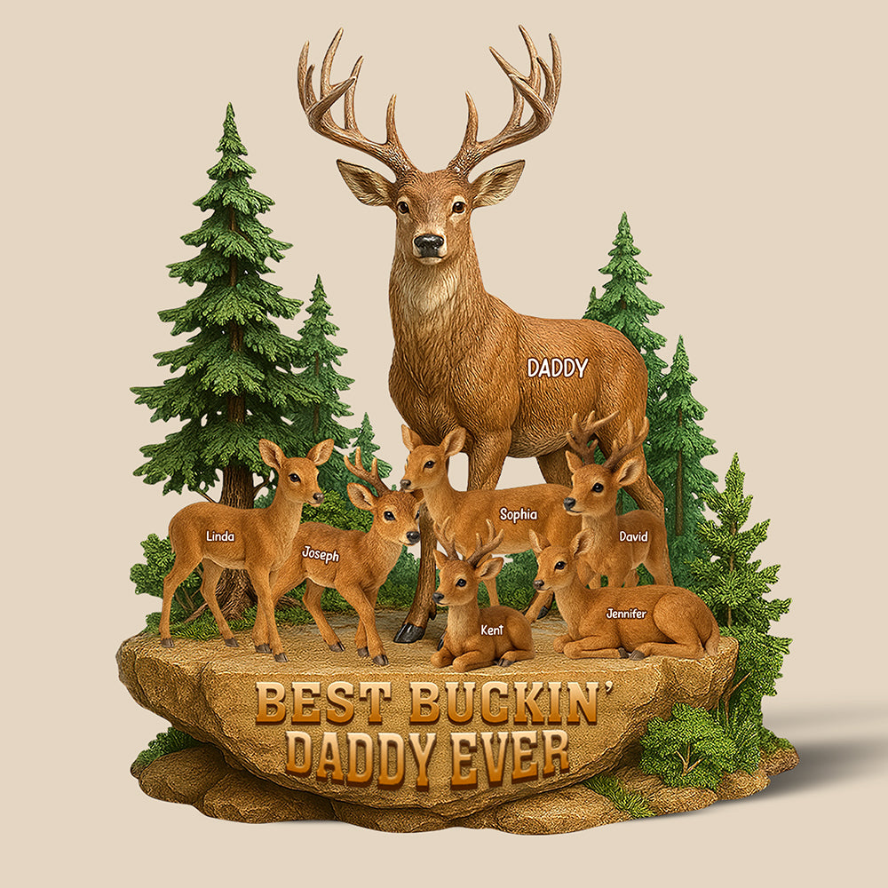 Festive Buck Family Plaque – Custom Christmas Gifts For Outdoor-Loving Dad 03naqn150425-Homacus
