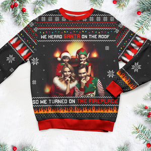 Custom Photo Gifts For Family Ugly Sweater, Turned On The Fireplace 05tgqn241024-Homacus