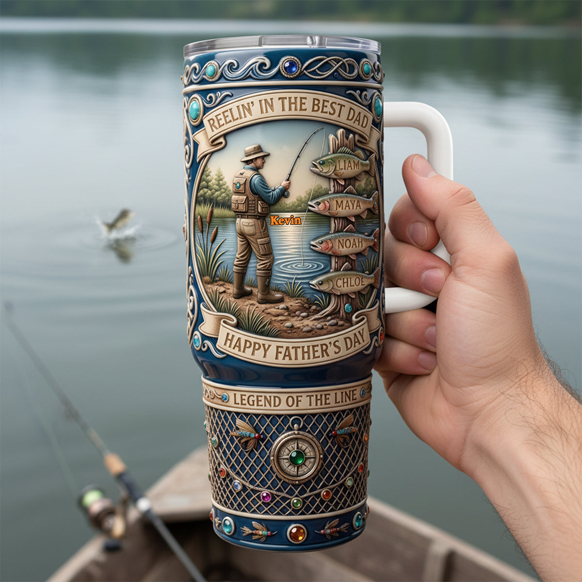 Reelin' In The Best Dad Tumbler - Personalized Gifts For Dad 01tyta240426-Homacus