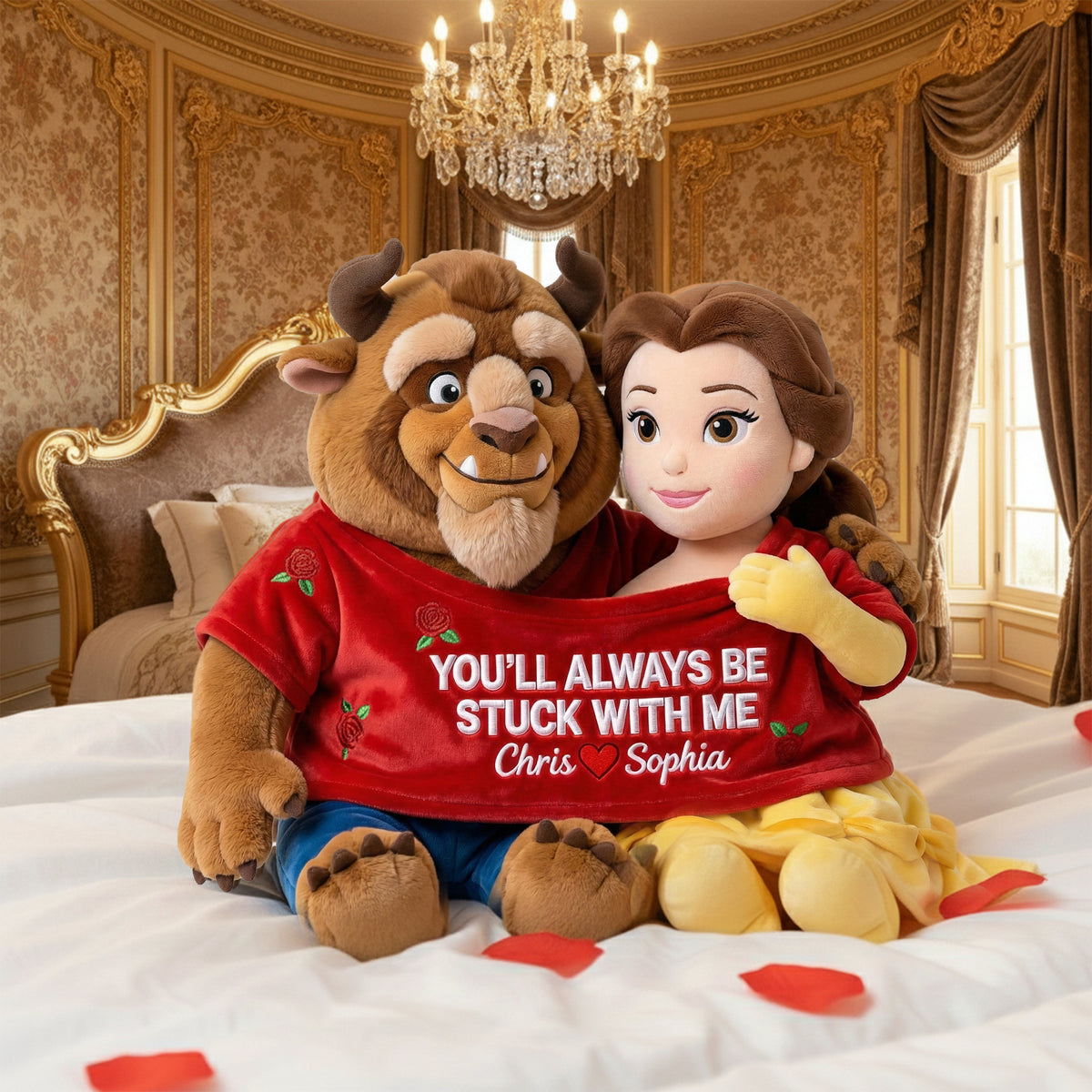 Fairy Tale Couple In Cute Shirt Shaped Pillow, Personalized Gifts For Couple 03QHLU111225-Homacus