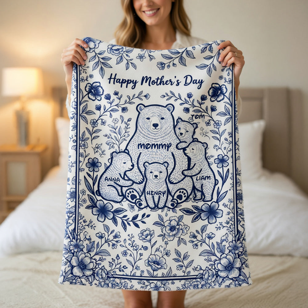Heartfelt Mama Bear Blanket - Personalized Gifts For Moms 04PADT160426-Homacus