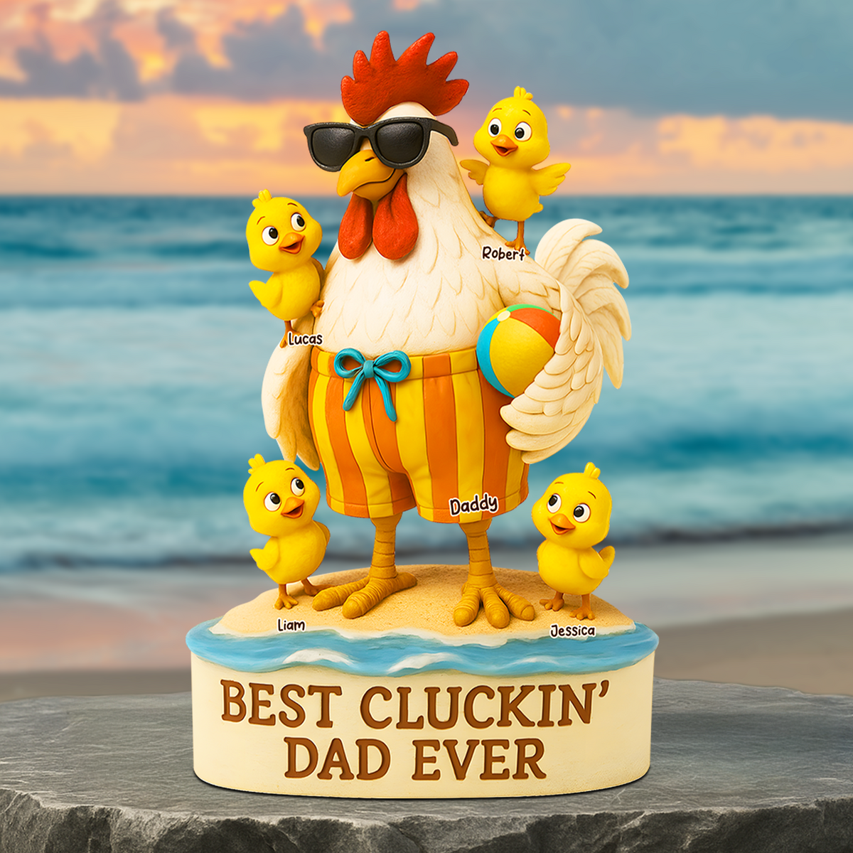 Rooster Dad Plaque - Personalized Gifts For Dad 03qhpu140525-Homacus
