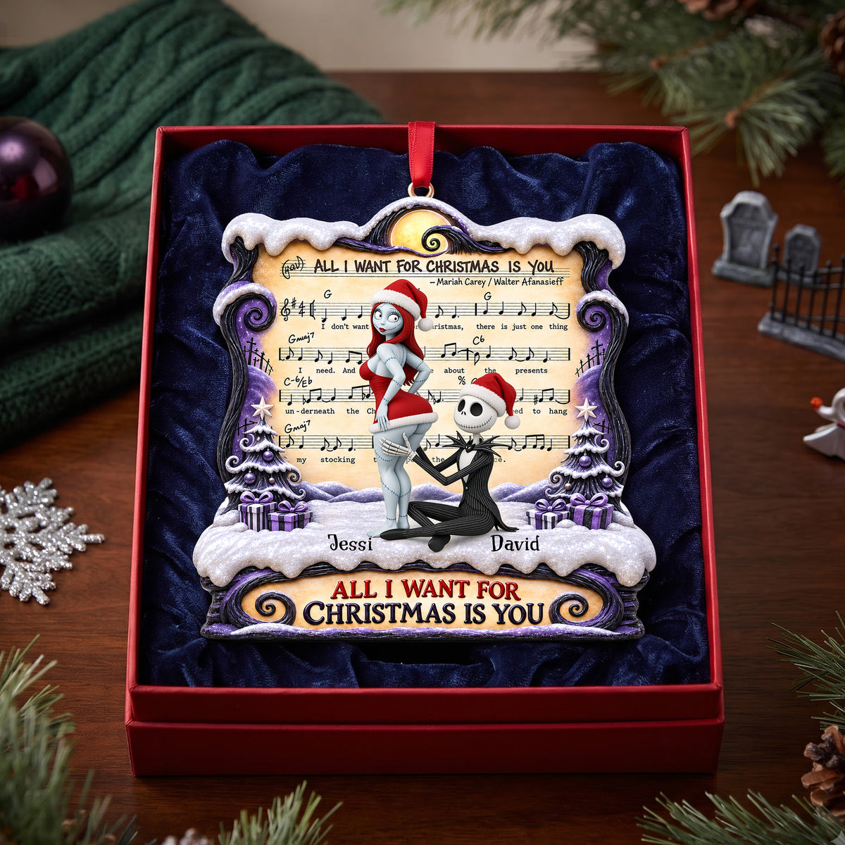 Naughty Spooky Couple Forever Love Song Acrylic Ornament - Personalized Christmas Gifts For Couples 04ohlu271026-Homacus