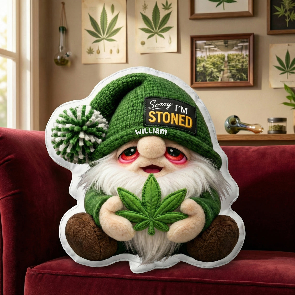 Gnome Stoned Pillow - Personalized Unique Gifts 04TOQN270326-Homacus